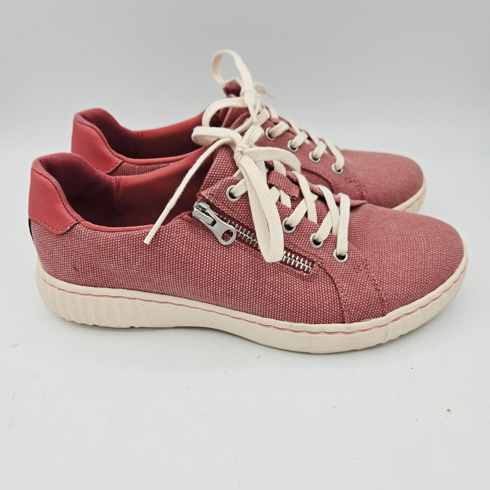 Comfortiva Red Canvas Side Zip Fashion Sneakers Women's Size 7.5